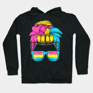 Pansexual Messy Bun LGBT-Q Cool Pan Pride Flag Mom Hoodie